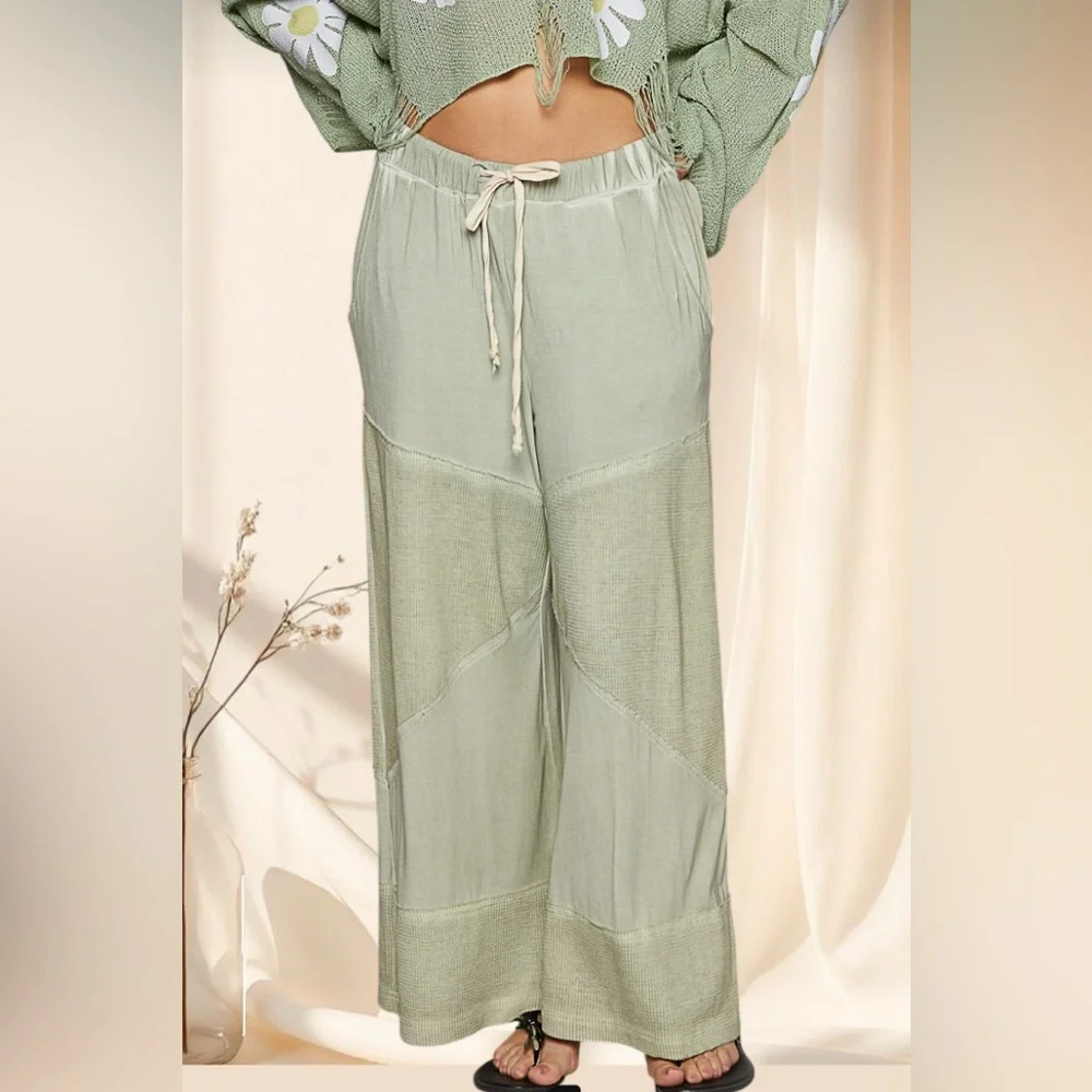 POL Sage Green Wide-Leg Cropped Pants | Culottes